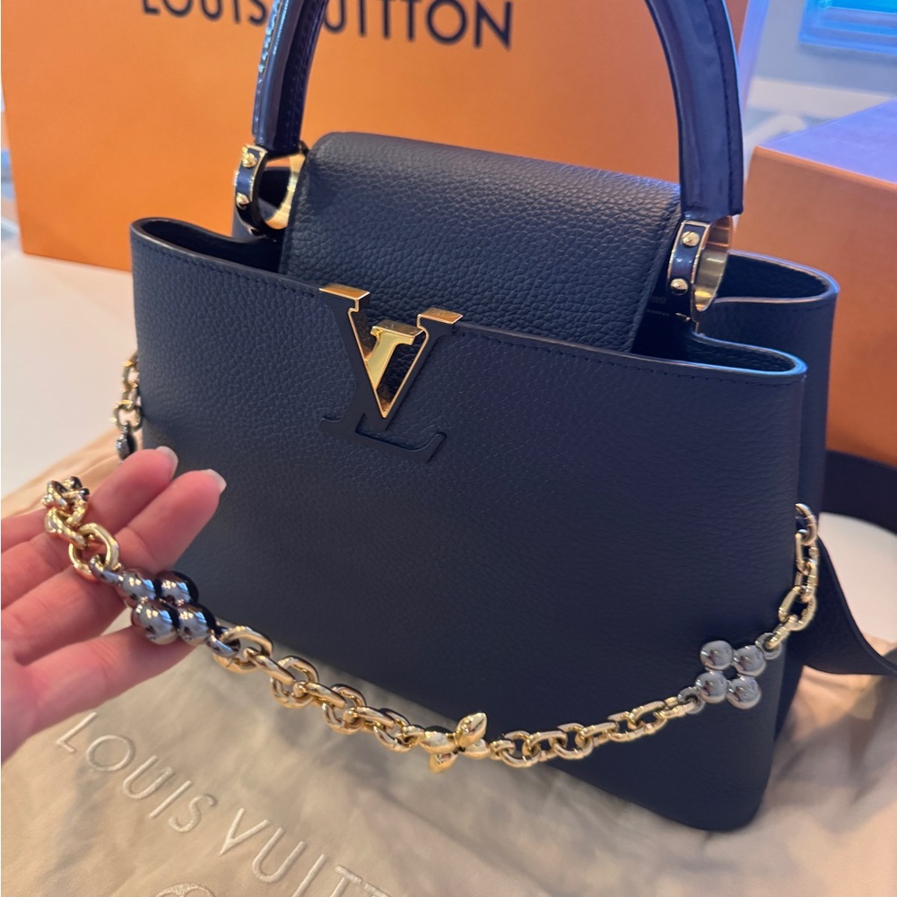 Limited Louis Vuitton Navy Capucines MM - Picture 5 of 16